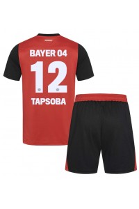 Bayer Leverkusen Edmond Tapsoba #12 Jalkapallovaatteet Lasten Kotipeliasu 2024-25 Lyhythihainen (+ Lyhyet housut)